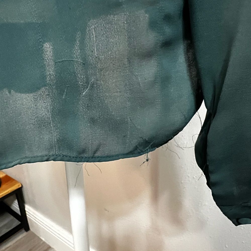 Parker Medium Green blouse with ruffles long sleeve - Picture 7 of 11